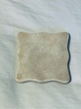 Vintage Scalloped Marble Single Coaster Wavy Natural Stone Drink Neutral Boho